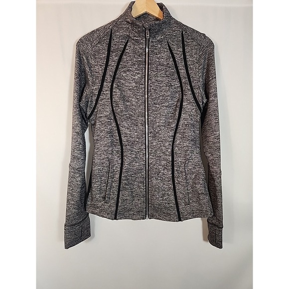 Lululemon Define Jacket Heathered Black Wing Mesh Full Zip Women Size 10 W4AN0S - Picture 1 of 14